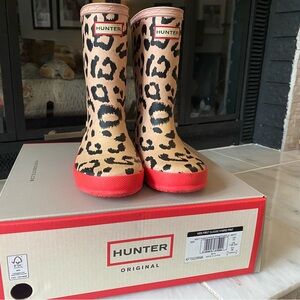 Hunter Kids Leopard-Print Rain Boots Pink